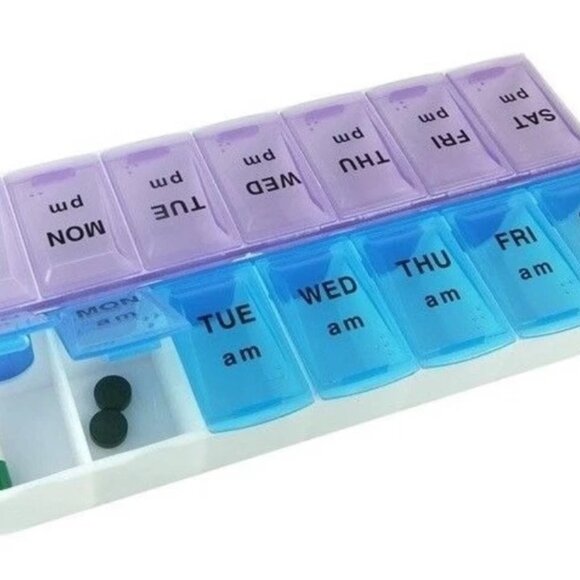2PCs Weekly Pill Box Organizer 7 Day AMPM Organizer Case Medicine Removable Pill - Picture 4 of 5